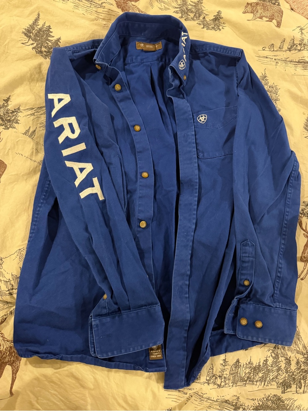 Ariat Royal Blue Button-Front Shirt with Logo Tab